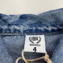 Load image into Gallery viewer, Boys BABAHLU, distressed denim jacket, poppers, NEW, size 4,  