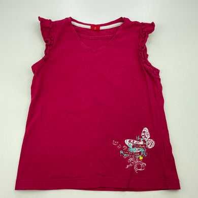Girls S.Oliver, pink cotton sleeveless top, FUC, size 6-7,  
