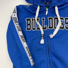 Load image into Gallery viewer, unisex NRL Supporter, Bulldogs fleece lined zip hoodie sweater, GUC, size 8,  