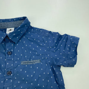 Boys H&T, blue cotton short sleeve shirt, FUC, size 2,  