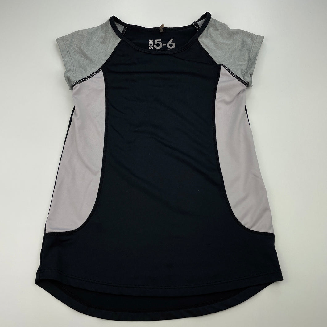 Girls Cotton On, black & grey sports / activewear top, GUC, size 5-6,  