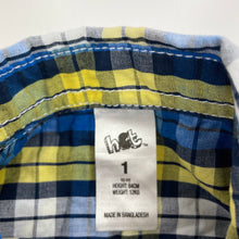 Load image into Gallery viewer, Boys H&amp;T, checked cotton short sleeve shirt, FUC, size 1,  