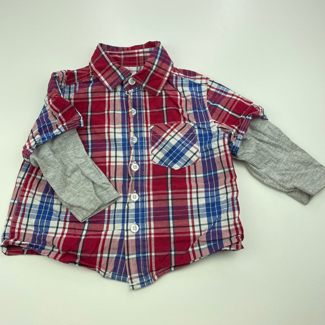Boys H&T, checked spliced shirt / top, FUC, size 1,  