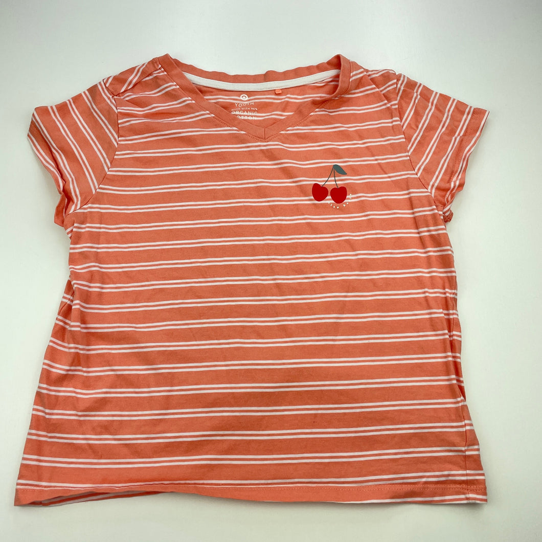 Girls Target, organic cotton t-shirt / top, cherries, EUC, size 12,  