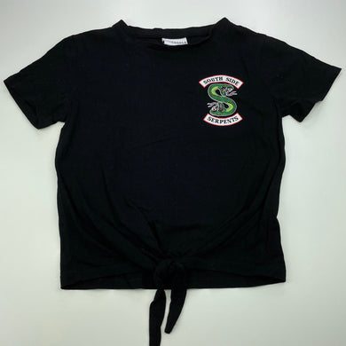 Girls RIVERDALE, black cotton tie front t-shirt / top, EUC, size 10,  