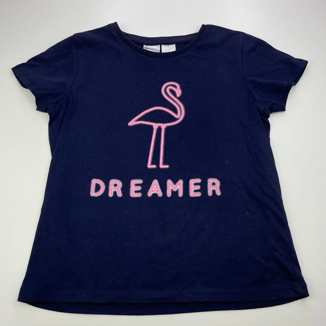 Girls B Collection, navy pyjama t-shirt / top, flamingo, GUC, size 10,  