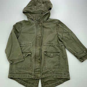 unisex Cotton On, khaki cotton jacket / coat, zip & poppers, FUC, size 3,  