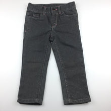 Load image into Gallery viewer, Girls Cherokee, grey stretch denim jeans, silver glitter, FUC, size 2