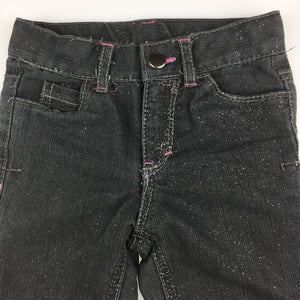 Girls Cherokee, grey stretch denim jeans, silver glitter, FUC, size 2