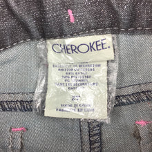 Load image into Gallery viewer, Girls Cherokee, grey stretch denim jeans, silver glitter, FUC, size 2