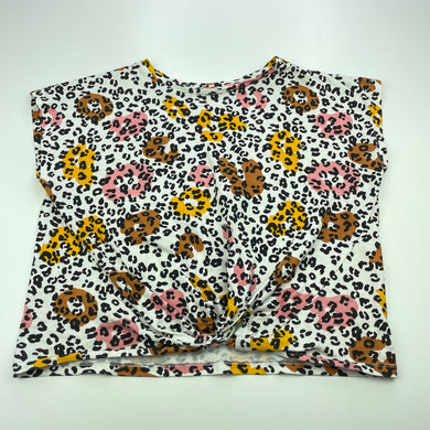 Girls Mango, animal print cotton twist front top, FUC, size 10,  