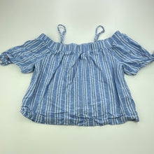 Load image into Gallery viewer, Girls Piping Hot, blue &amp; white stripe cotton top, GUC, size 12,  