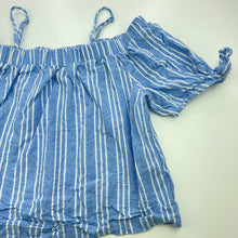 Load image into Gallery viewer, Girls Piping Hot, blue &amp; white stripe cotton top, GUC, size 12,  