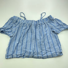 Load image into Gallery viewer, Girls Piping Hot, blue &amp; white stripe cotton top, GUC, size 12,  