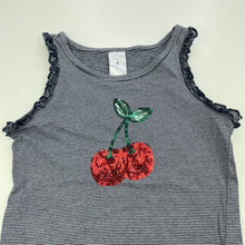 Load image into Gallery viewer, Girls Target, navy stripe cotton singlet top, sequin cherries, FUC, size 6,  
