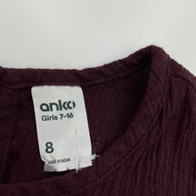 Load image into Gallery viewer, Girls Anko, crinkle cotton tie front top, FUC, size 8,  