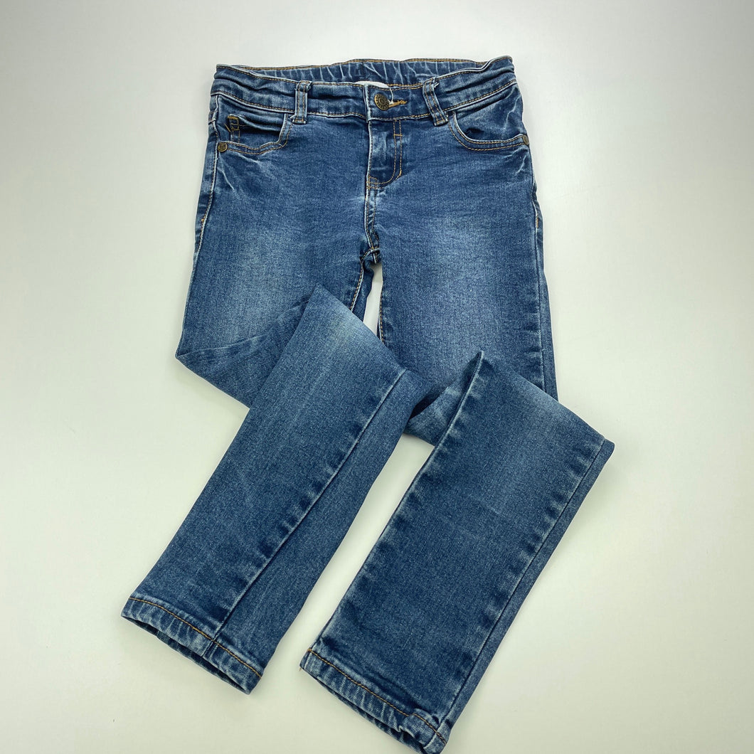 Girls Pumpkin Patch, blue stretch denim jeans, adjustable, Inside leg: 54cm, FUC, size 7,  