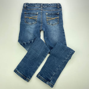 Girls Pumpkin Patch, blue stretch denim jeans, adjustable, Inside leg: 54cm, FUC, size 7,  