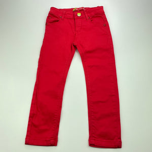 Girls Miss Image, red stretch cotton pants, adjustable, Inside leg: 39.5cm, EUC, size 3,  