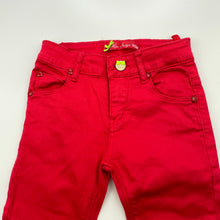 Load image into Gallery viewer, Girls Miss Image, red stretch cotton pants, adjustable, Inside leg: 39.5cm, EUC, size 3,  