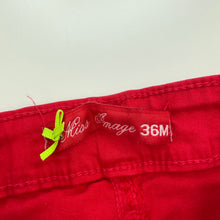 Load image into Gallery viewer, Girls Miss Image, red stretch cotton pants, adjustable, Inside leg: 39.5cm, EUC, size 3,  