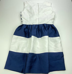 Girls ME & CITY, cotton lined navy & white stripe party dress, EUC, size 10, L: 70cm