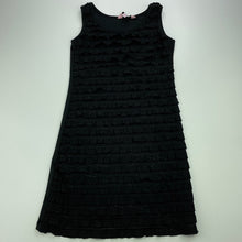 Load image into Gallery viewer, Girls YD, black stretchy ruffle party dress, armpit to armpit: 30cm, FUC, size 8-9, L: 63cm