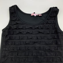 Load image into Gallery viewer, Girls YD, black stretchy ruffle party dress, armpit to armpit: 30cm, FUC, size 8-9, L: 63cm