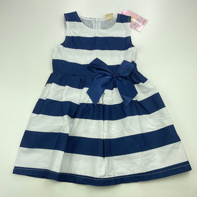 Girls HAO LING FAN, lightweight blue & white stripe party dress, NEW, size 3, L: 49cm