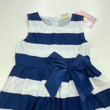 Load image into Gallery viewer, Girls HAO LING FAN, lightweight blue &amp; white stripe party dress, NEW, size 3, L: 49cm