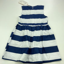 Load image into Gallery viewer, Girls HAO LING FAN, lightweight blue &amp; white stripe party dress, NEW, size 3, L: 49cm