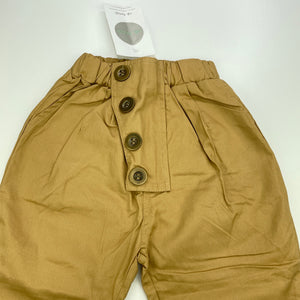 Boys KOREA KIDS, brown casual pants, elasticated, Inside leg: 31cm, NEW, size 2,  