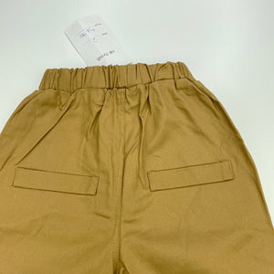 Boys KOREA KIDS, brown casual pants, elasticated, Inside leg: 31cm, NEW, size 2,  