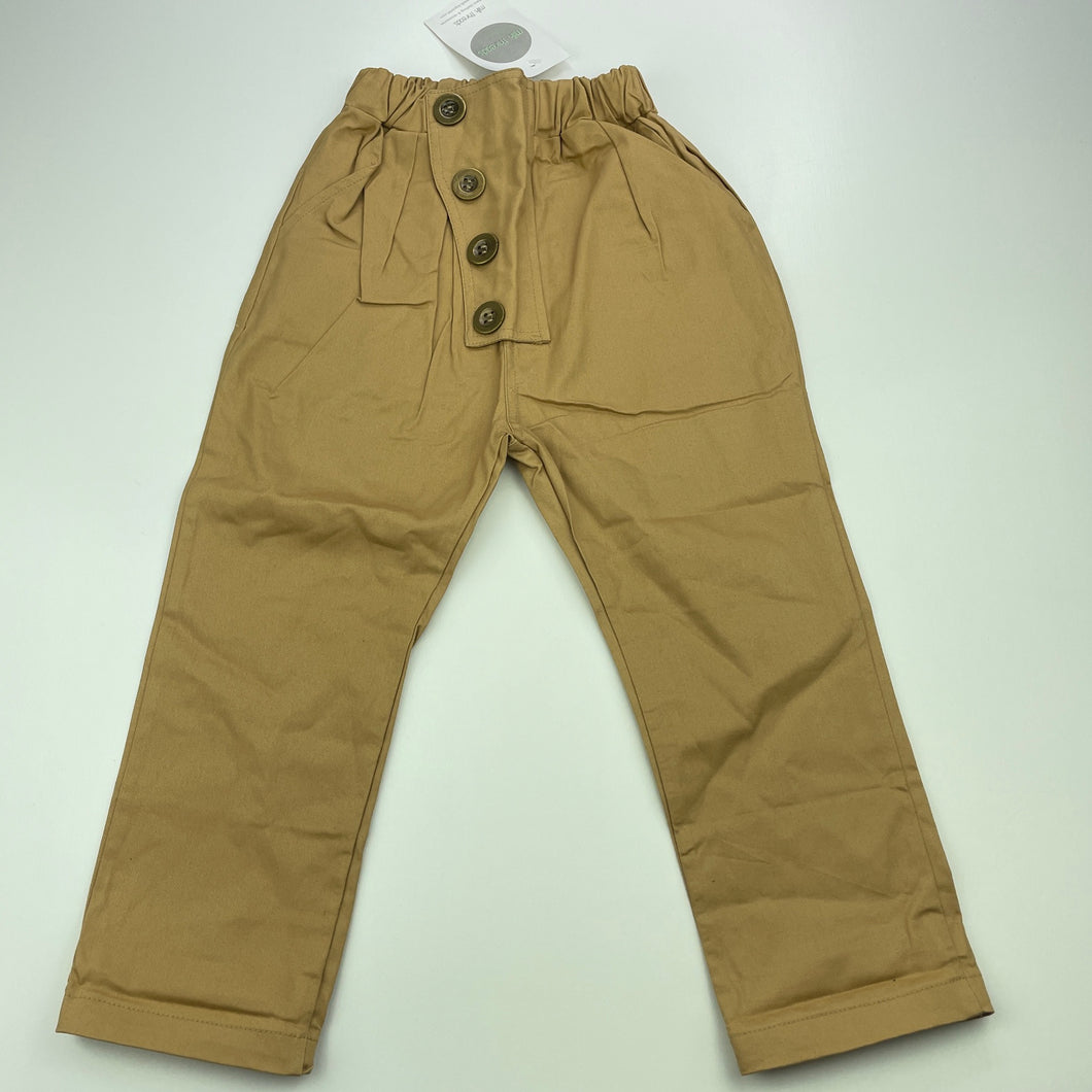 Boys KOREA KIDS, brown casual pants, elasticated, Inside leg: 34.5cm, NEW, size 3,  