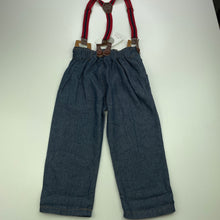 Load image into Gallery viewer, Boys Milk Threads, lightweight denim pants, elasticated, braces, Inside leg: 30cm, NEW, size 3,  