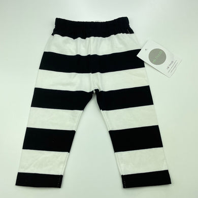 unisex Milk Threads, black & white stripe leggings, elasticated, Inside leg: 21.5cm, NEW, size 00,  