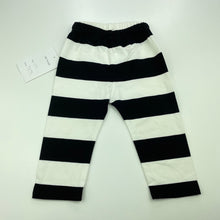 Load image into Gallery viewer, unisex Milk Threads, black &amp; white stripe leggings, elasticated, Inside leg: 21.5cm, NEW, size 00,  
