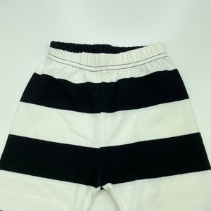 unisex stretchy, black & white stripe leggings, elasticated, Inside leg: 21.5cm, EUC, size 00,  