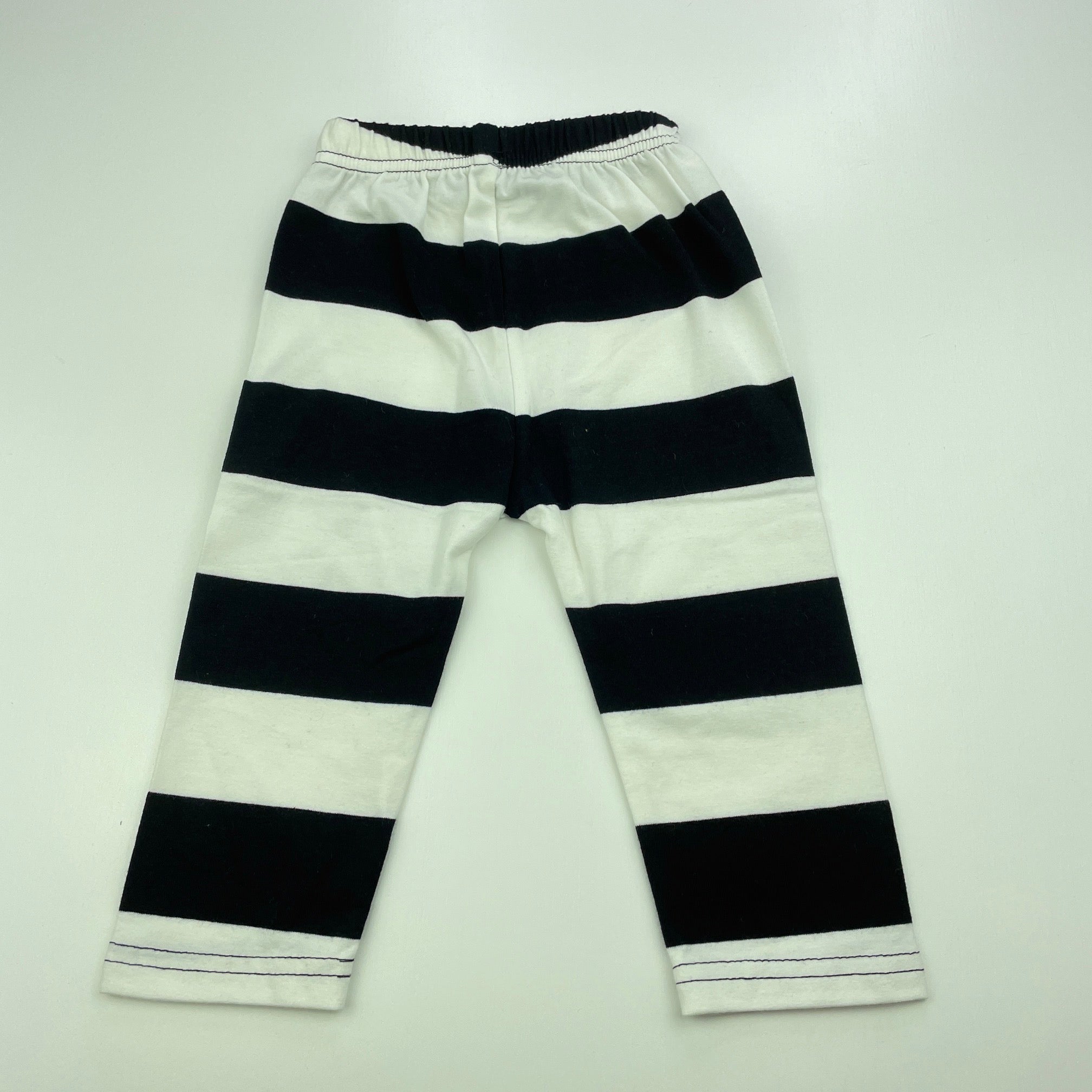 stretchy, black & white stripe leggings, elasticated, Inside leg: 21.5cm,  EUC, size 00, – DaisyChainClothing