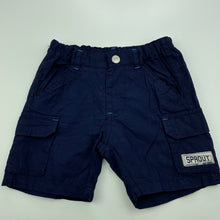 Load image into Gallery viewer, Boys Sprout, navy lightweight cotton shorts, adjustable, EUC, size 0,  