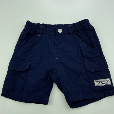 Boys Sprout, navy lightweight cotton shorts, adjustable, EUC, size 0,  