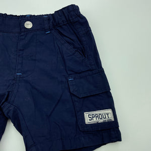 Boys Sprout, navy lightweight cotton shorts, adjustable, EUC, size 0,  