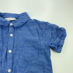 Boys B Collection, blue cotton / linen short sleeve shirt, GUC, size 7,  