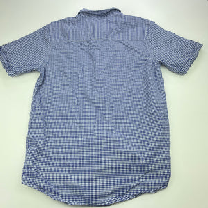 Boys GAP, blue check cotton short sleeve shirt, GUC, size 10-11,  