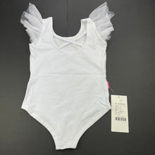 Load image into Gallery viewer, Girls Silkily, white bodysuit, tulle trim, NEW, size 6,  