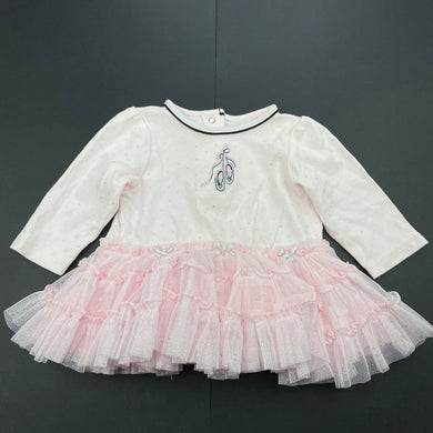 Girls Little Me, pink cotton & tulle long sleeve top, EUC, size 6 months,  