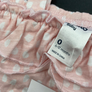 Girls Anko, pink & white cotton romper / jumpsuit, NEW, size 0,  