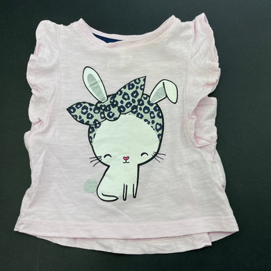 Girls Dymples, pink cotton top, rabbit, GUC, size 000,  