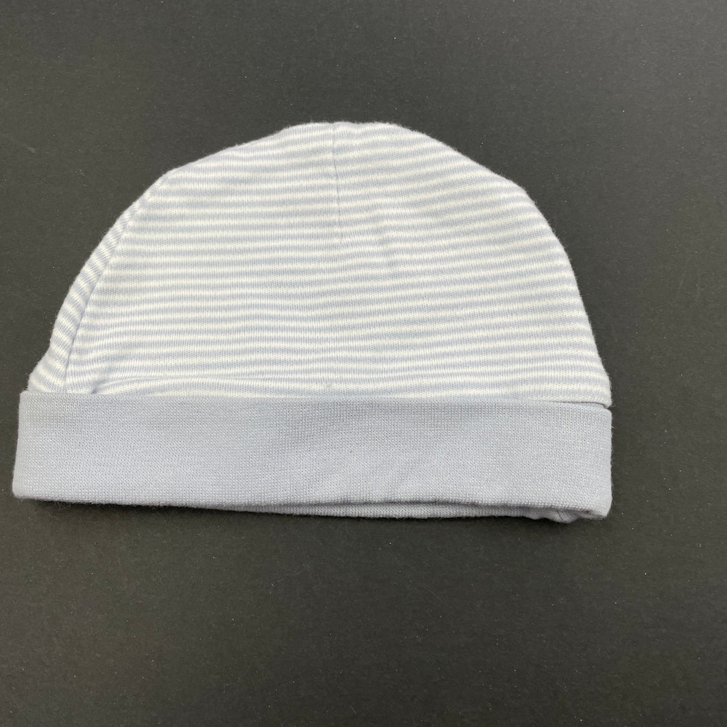 unisex Anko, blue & white stripe cotton hat / beanie, EUC, size 000,  