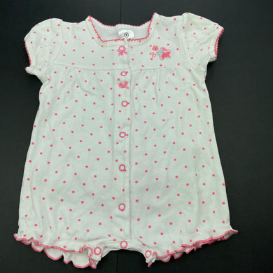 Girls Target, white & pink spot cotton romper, FUC, size 00,  
